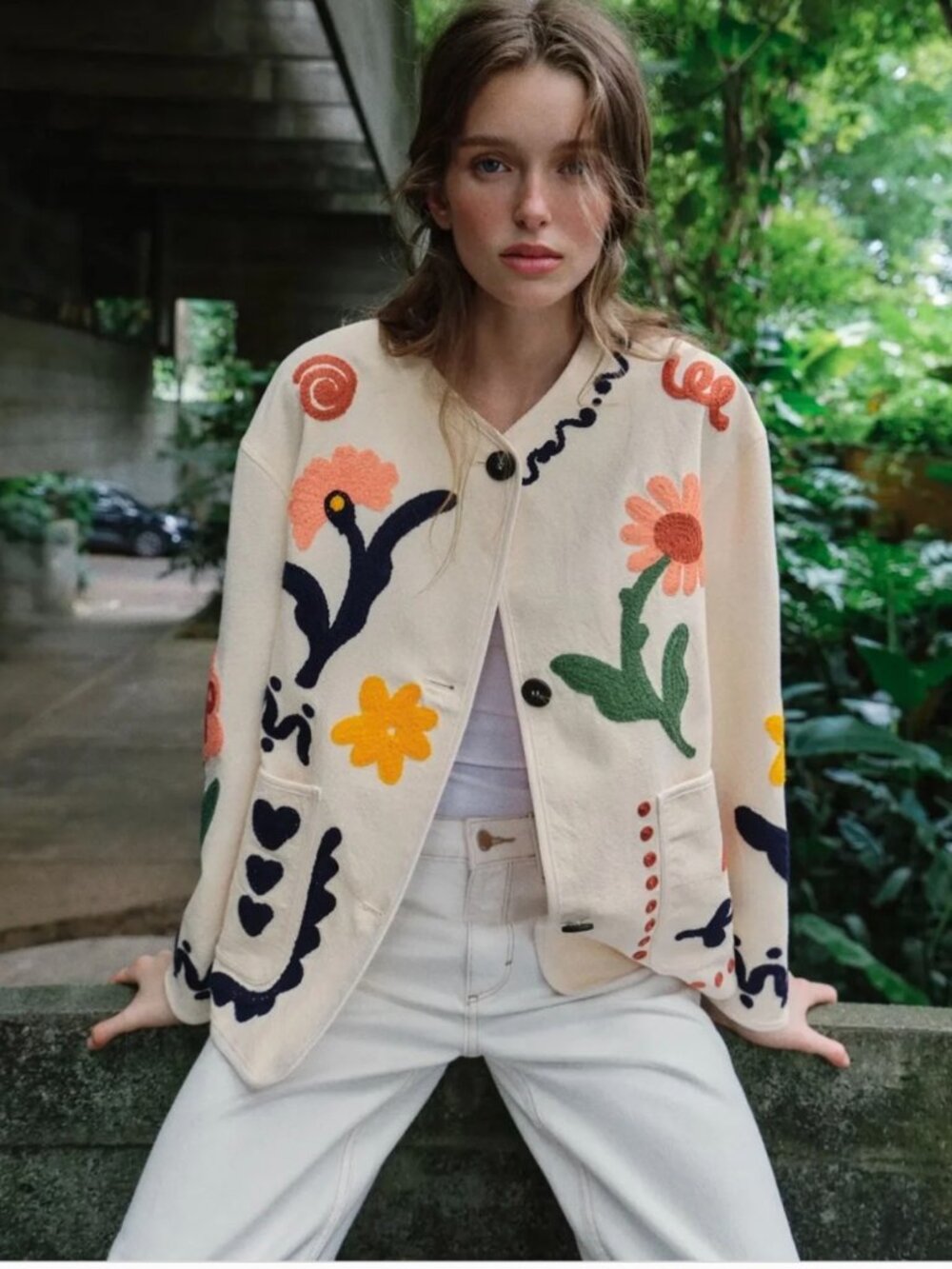 ZARA WOMAN SS26 100% COTTON FLORAL EMBROIDERED CARDIGAN ECRU 3046/106/712 - Picture 3 of 6